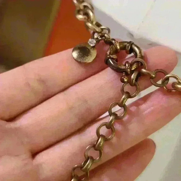 J crew vintage cocktail necklace gold tone brown plastic rhinestones - Picture 15 of 17